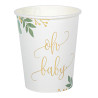 8 gobelets en carton oh baby eucalyptus dorure 250 ml pour baby shower  