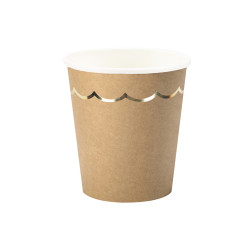 8 Gobelets en carton festonn√© kraft et or 200ml  