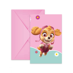6 Invitations avec enveloppes Pat'Patrouille Stella et Everest  
