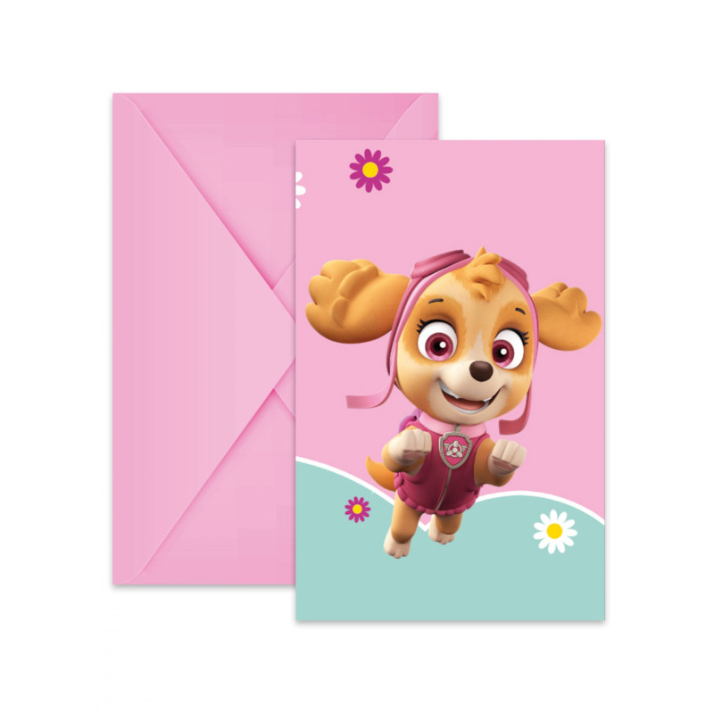 6 Invitations avec enveloppes Pat'Patrouille Stella et Everest  