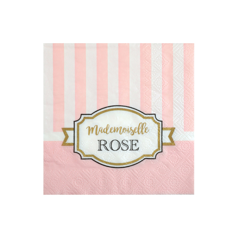 20 petites serviettes en papier baby shower rose 25 x 25 cm mademoiselle rose  