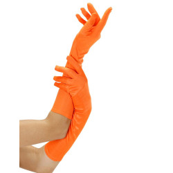Gants longs oranges fluo adulte  