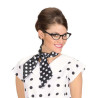 √âcharpe noire en satin √† pois blancs  