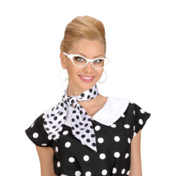 √âcharpe blanche satin√©e √† pois noirs  