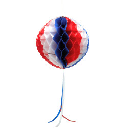 Suspension boule alv√©ol√©e tricolore 30 cm  