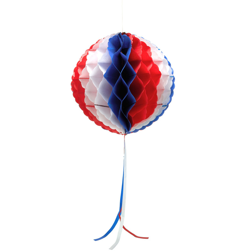 Suspension boule alv√©ol√©e tricolore 30 cm  