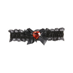 Jarreti√®re sexy dentelle noire c?ur rouge femme  