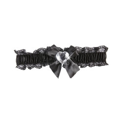 Jarreti√®re sexy dentelle noire coeur argent femme  