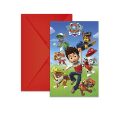 6 Cartons d'invitation avec enveloppes Pat'Patrouille pr√™t pour l'action  