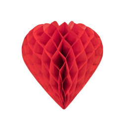 C?ur en papier alv√©ol√© rouge 30 cm suspension d√©co  