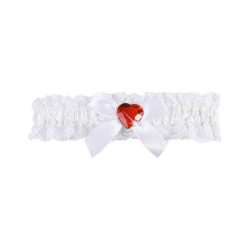 Jarreti√®re sexy dentelle blanche coeur rouge femme  