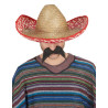 Sombrero Mexicain rouge et paille Adulte  