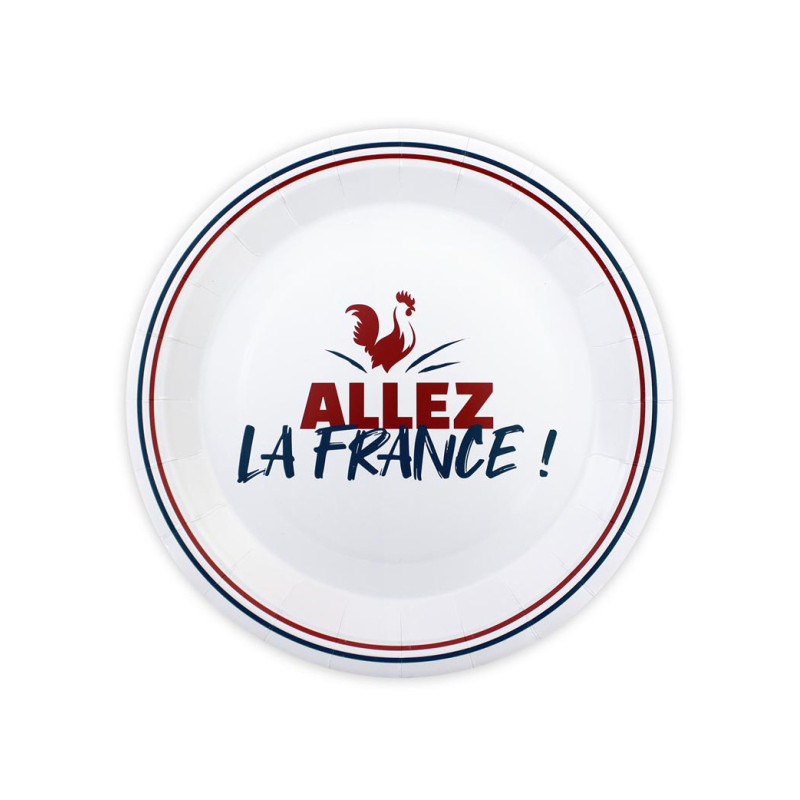 6 Assiettes en carton Allez la France 23 cm  