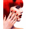 Faux ongles adh√©sifs noirs et rouges femme  
