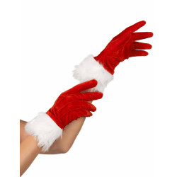 Gants rouge avec fourrure blanche m√®re No√´l femme  
