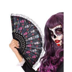 Eventail dentelle dia de los muertos  