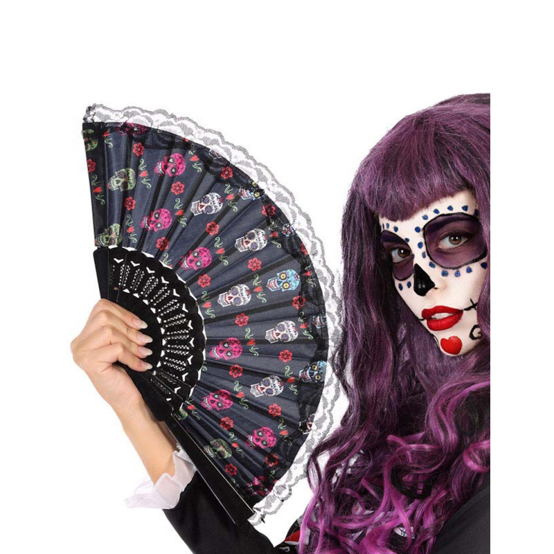 Eventail dentelle dia de los muertos  