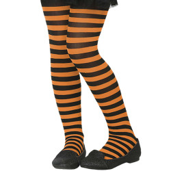 Collant ray√© orange et noir enfant  