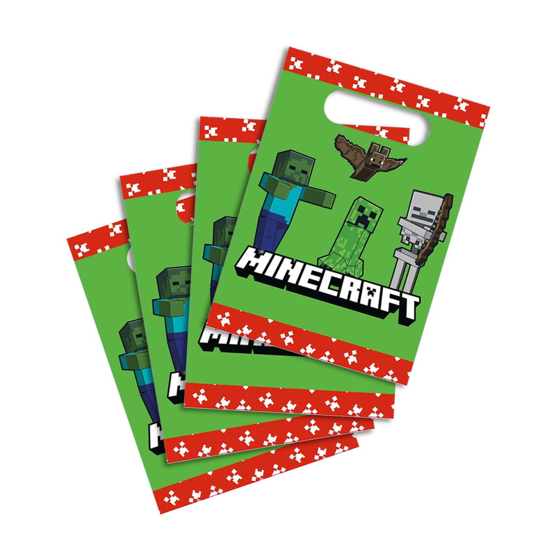 4 Sacs cadeaux en papier Minecraft  
