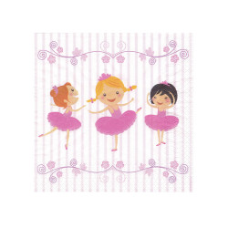 20 Serviettes en papier ballerines 33 x 33 cm  