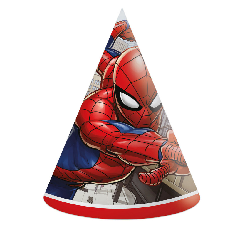 6 chapeaux de f√™te en carton Spiderman  