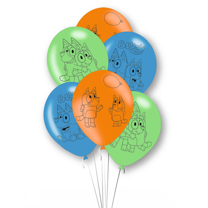 6 Ballons en latex Bluey  