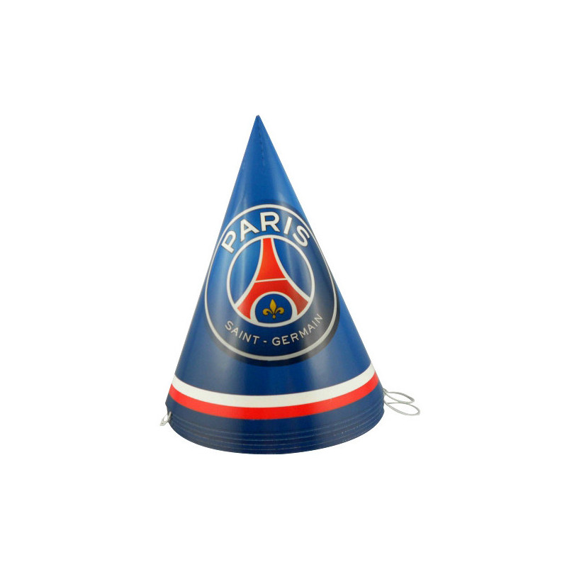 6 Chapeaux de f√™te en carton PSG 16 cm  
