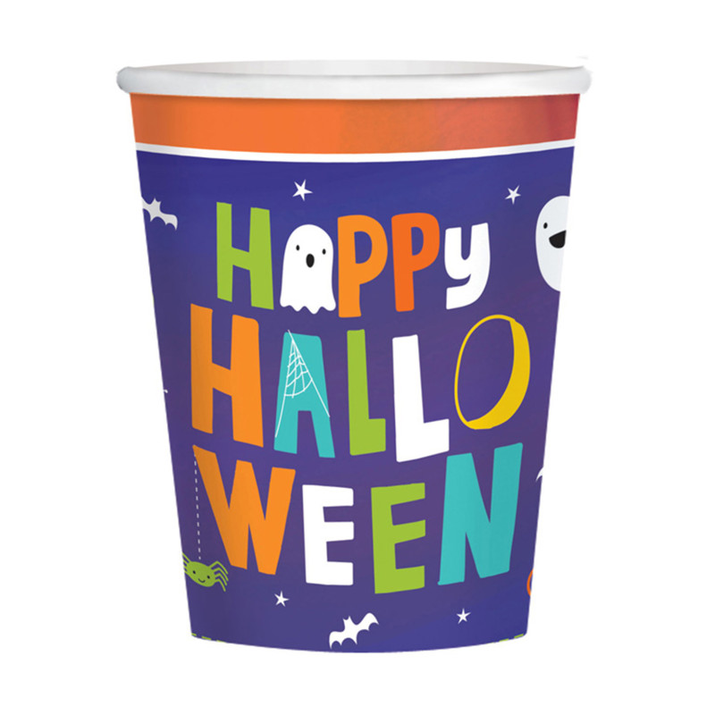 8 Gobelets en carton Halloween friends 250 ml  