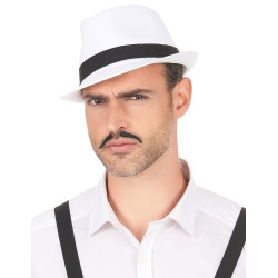 Chapeau borsalino blanc bande noire adulte  
