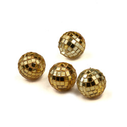 4 Mini boules √† facettes dor√©es 3,5 cm  