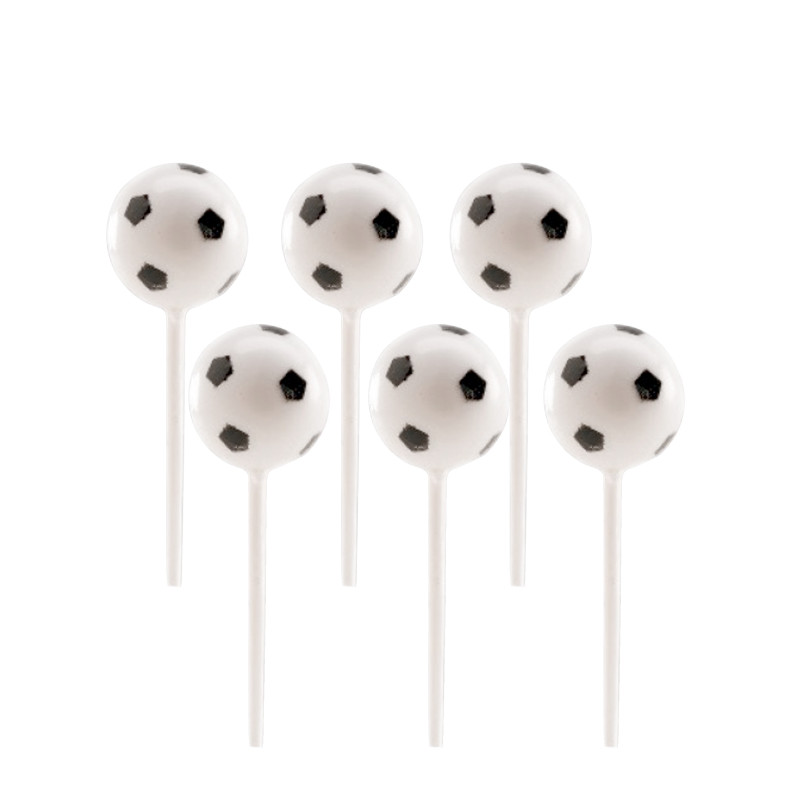 6 Ballons de foot en plastique sur pic 2,3 cm  