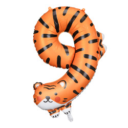 Ballon aluminium tigre chiffre 9  