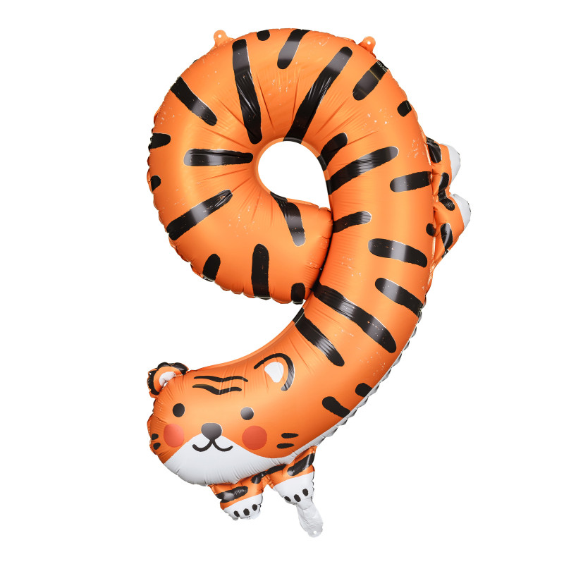 Ballon aluminium tigre chiffre 9  