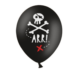 6 Ballons en latex f√™te de pirate noirs 30 cm  