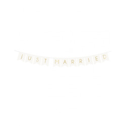 Guirlande √† fanions blanc et or just married 155 cm en carton  