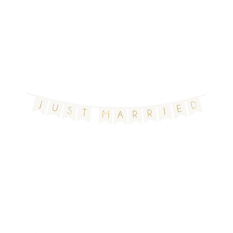 Guirlande √† fanions blanc et or just married 155 cm en carton  