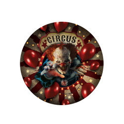 6 Assiettes en carton clown d'Halloween 23 cm  
