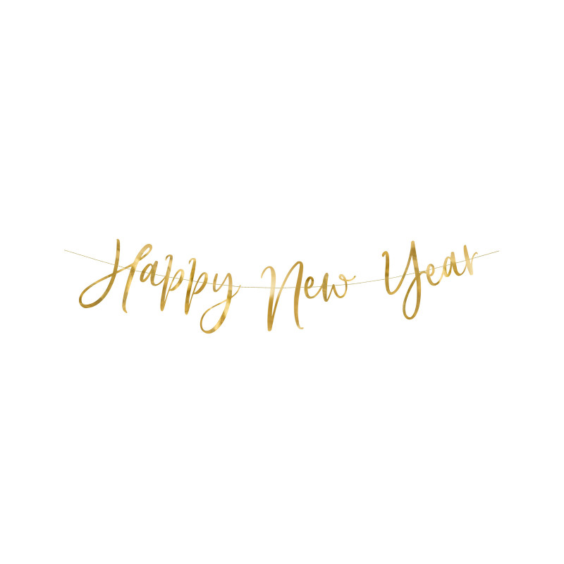 Guirlande en carton happy new year dor√©e m√©tallis√©e 66 x 18 cm  