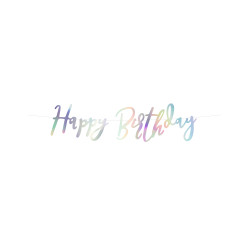 Guirlande en carton happy birthday iridescent 16,5 x 62 cm  