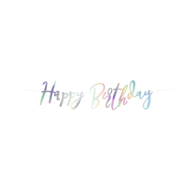 Guirlande en carton happy birthday iridescent 16,5 x 62 cm  