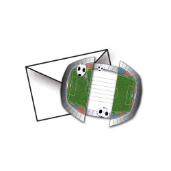 8 Cartes d'invitation avec enveloppes Stade De Foot 15 x 10 cm  