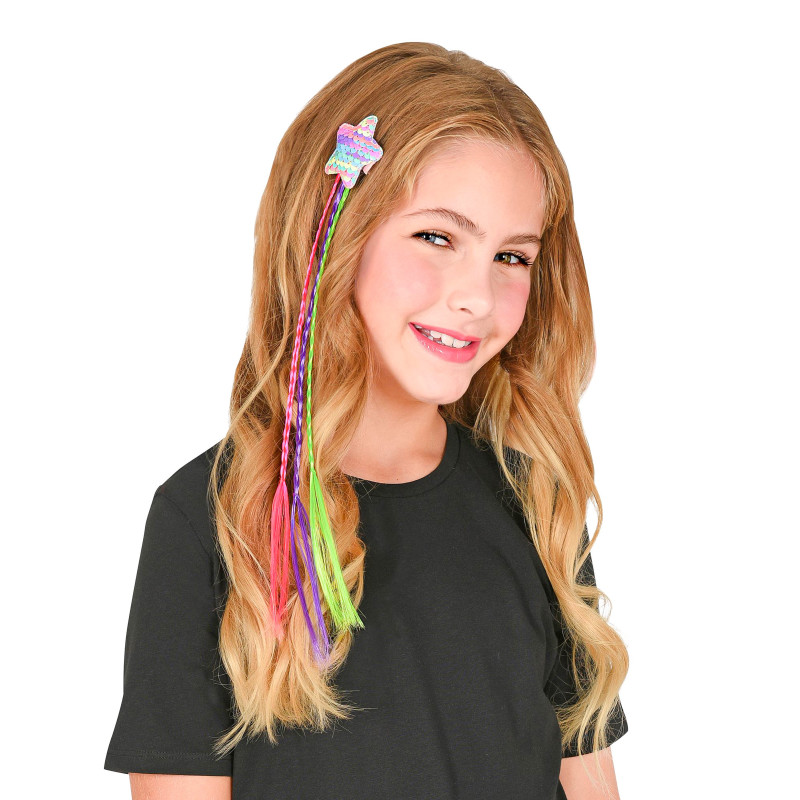 Tresses multicolores avec √©toile √† sequins pour cheveux  