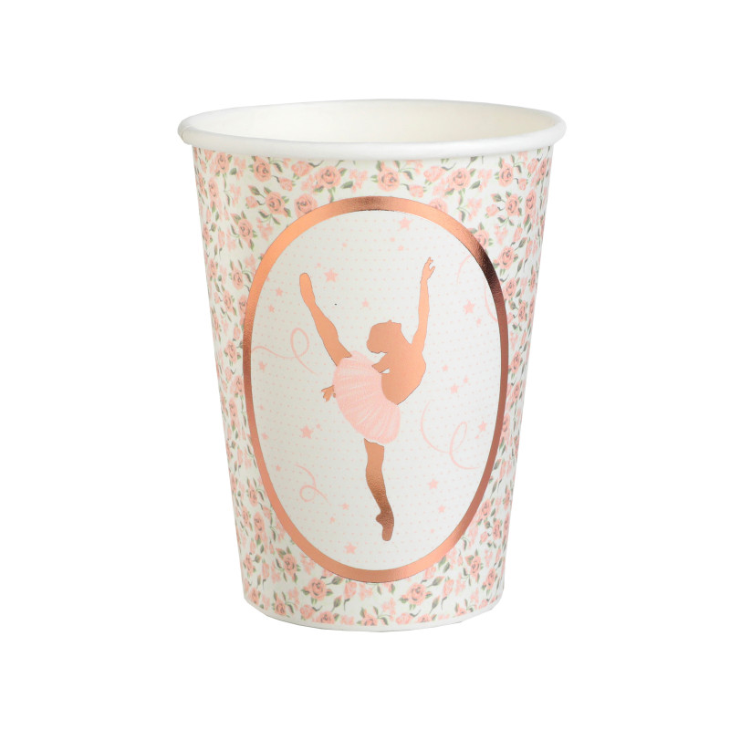 10 gobelets carton ballerine 7,8 x 9,7 cm rose gold  