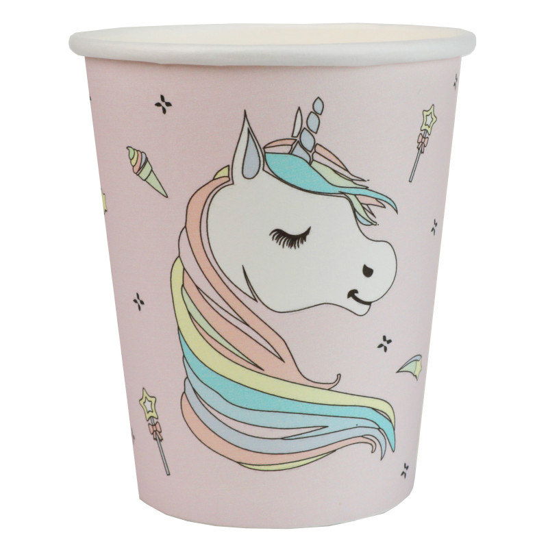 10 Gobelets carton licorne 7,8 x 9,7 cm  
