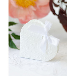 10 boites √† drag√©es en carton c?ur blanc 10 x 9 x 3 cm avec arabesques  