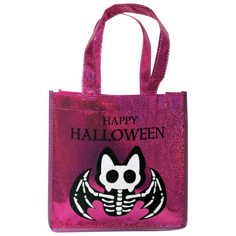 Sac √† paillettes rose chauve-souris squelette  
