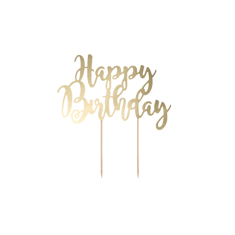 Cake topper en carton happy birthday dor√© m√©tallis√© 22,5 cm pour d√©coration chic  