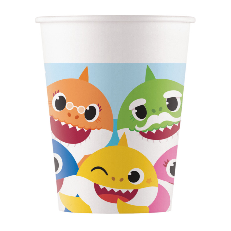 8 Gobelets en carton Baby Shark 200 ml  