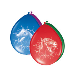 6 Ballons en latex Dinosaures multicolores 30 cm  