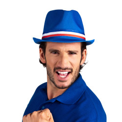 Chapeau gangster bleu supporter France adulte  